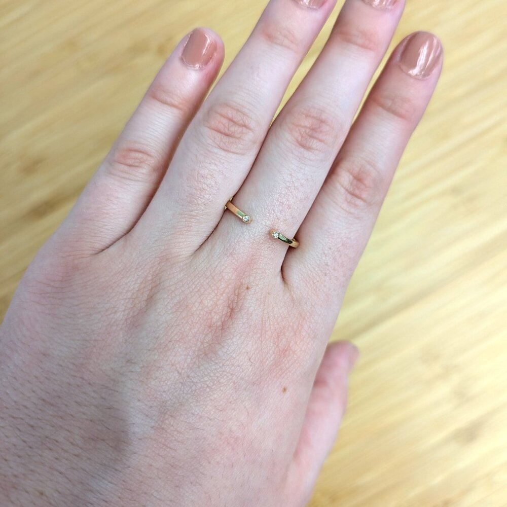 Natural Diamond Accented Stackable Band in Solid 14K Yellow Gold | Fine Jewelry - Picture 3 of 10
